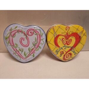 Brighton Heart Shaped Tin Box Jewelry Trinket Storage Organizer Set of 2‎